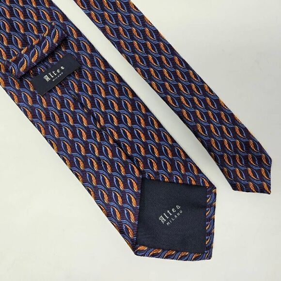 ALTEA MILANO SILK TIE PURPLE BLUE GOLD HEAVY LUXURY FOULARD 3.75" X 60" - Picture 2 of 2